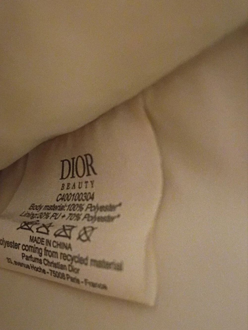 Dior Cream Embossed Logo Cosmetic Pouch